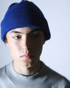 ORGANIC COTTON VERY SOFT ROLL BEANIE / O.BLUE