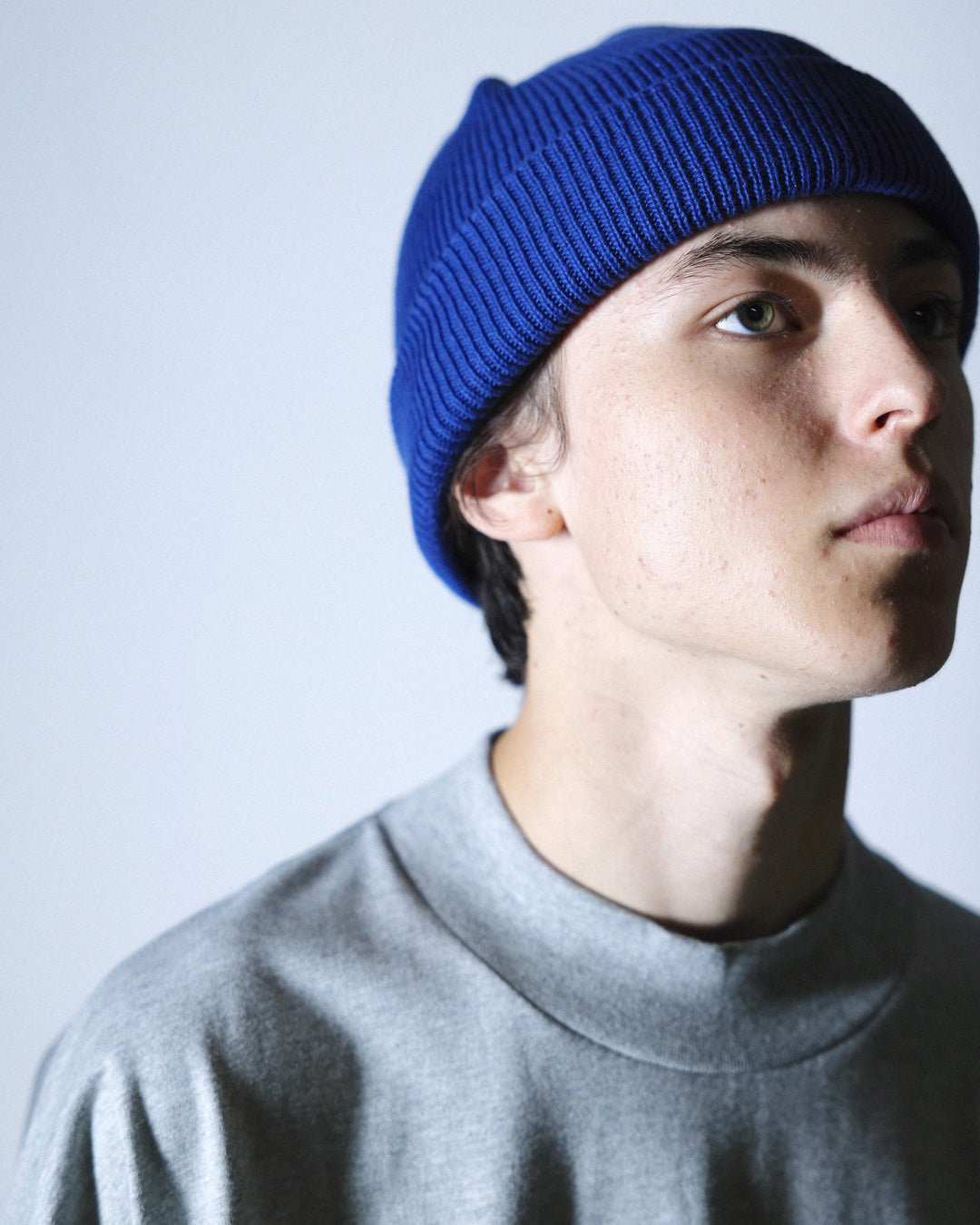 ORGANIC COTTON VERY SOFT ROLL BEANIE / O.BLUE