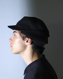ORGANIC COTTON EARFLAP KNIT CAP / BLACK