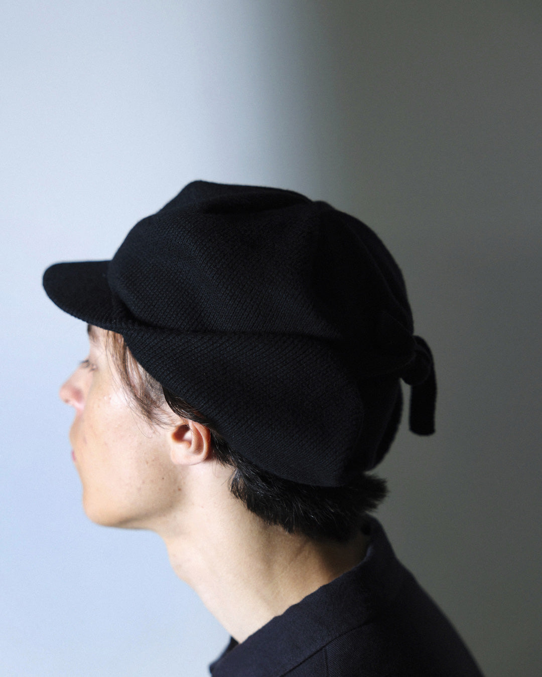ORGANIC COTTON EARFLAP KNIT CAP / BLACK