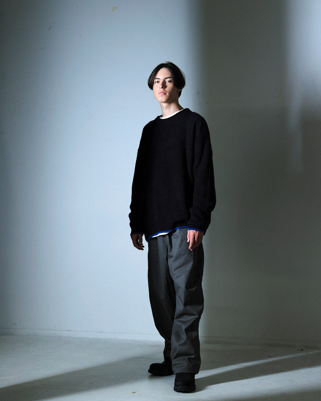 ORGANIC COTTON LINKING  MOHAIR KNIT / BLACK