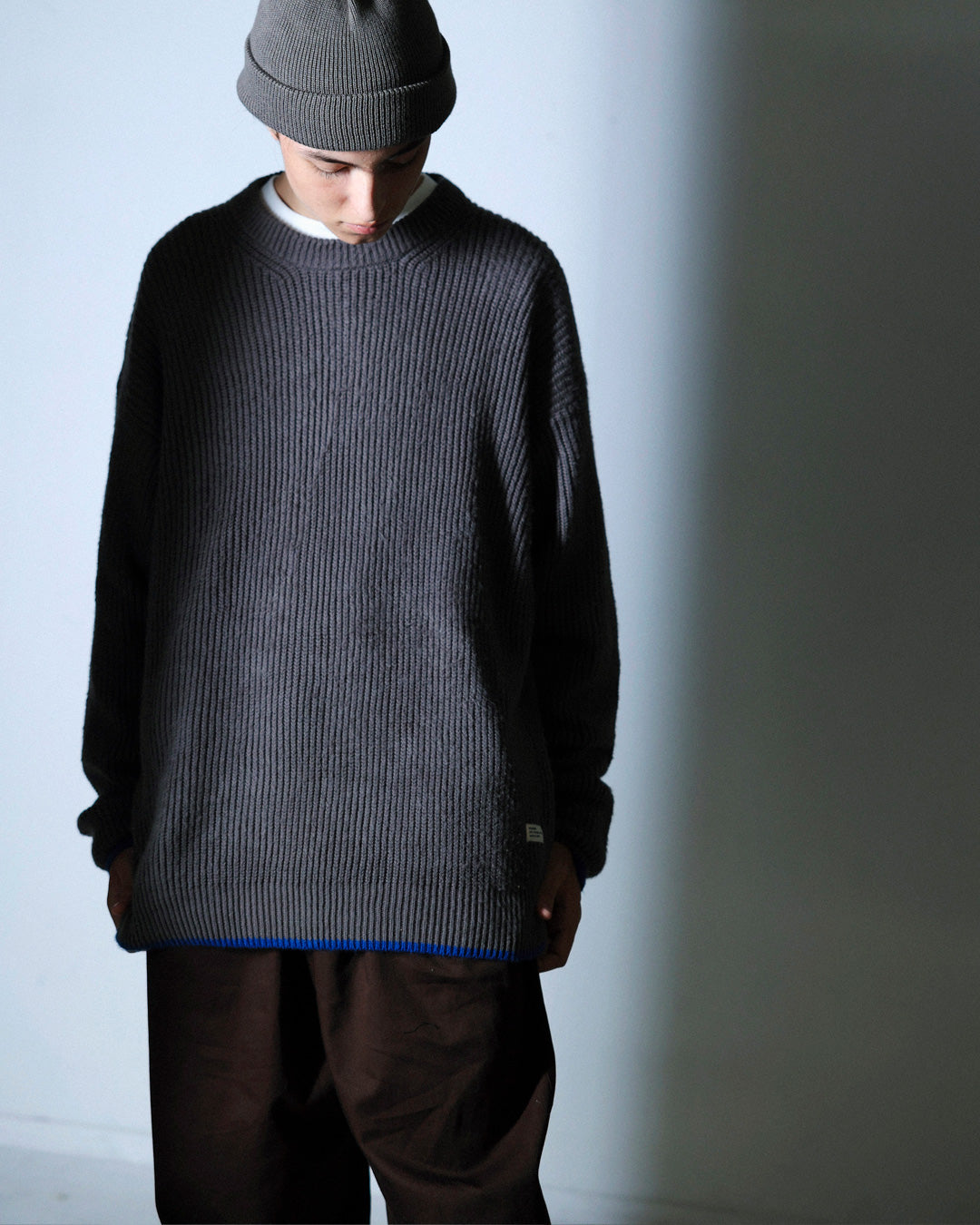 ORGANIC COTTON VERY SOFT ROLL BEANIE / GARGOYLE
