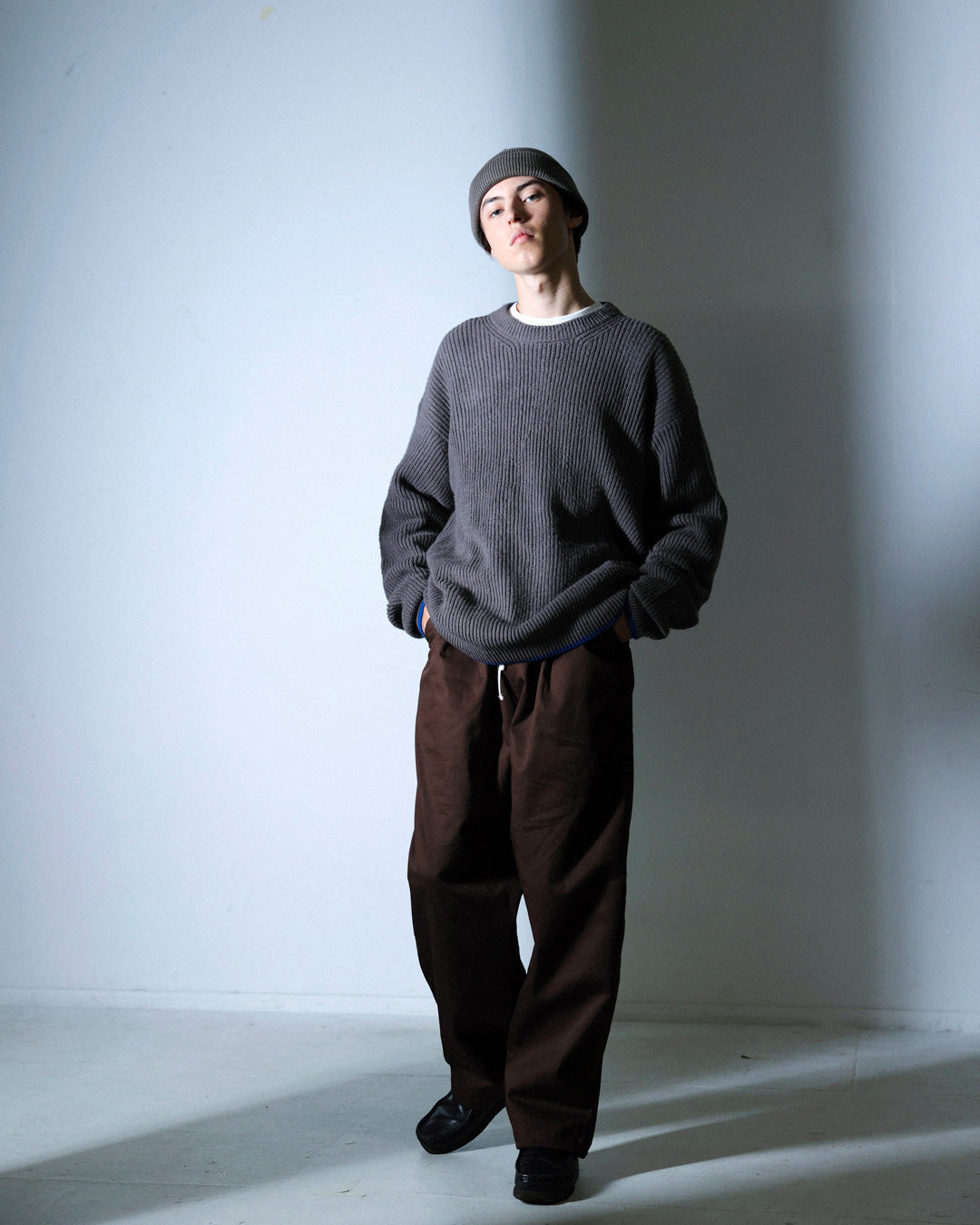 ORGANIC COTTON LINKING MOHAIR KNIT / GARGOYLE