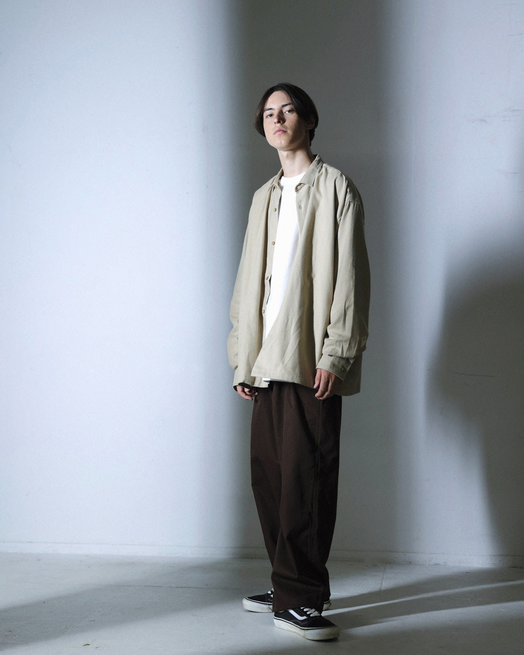 ORGANIC COTTON FLANNEL SHIRT JACKET / BEIGE