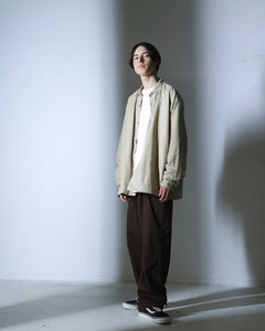 ORGANIC COTTON FLANNEL SHIRT JACKET / BEIGE