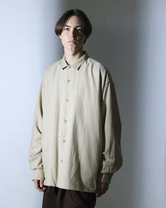 ORGANIC COTTON FLANNEL SHIRT JACKET / BEIGE