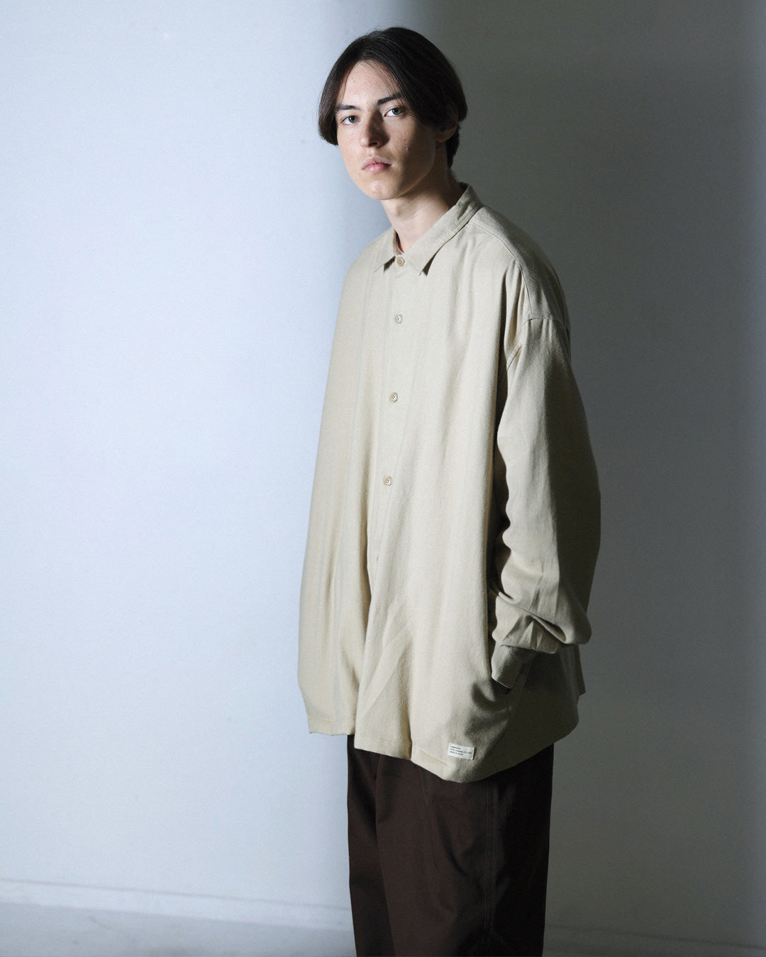 ORGANIC COTTON FLANNEL SHIRT JACKET / BEIGE