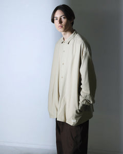 ORGANIC COTTON FLANNEL SHIRT JACKET / BEIGE