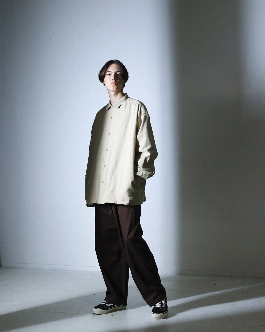 ORGANIC COTTON FLANNEL SHIRT JACKET / BEIGE