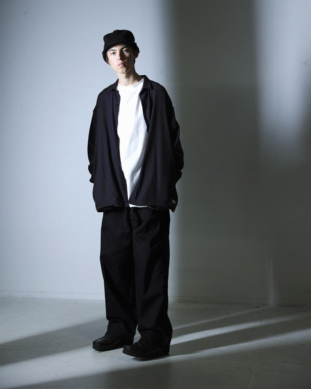 ORGANIC COTTON FLANNEL SHIRT JACKET / BLACK