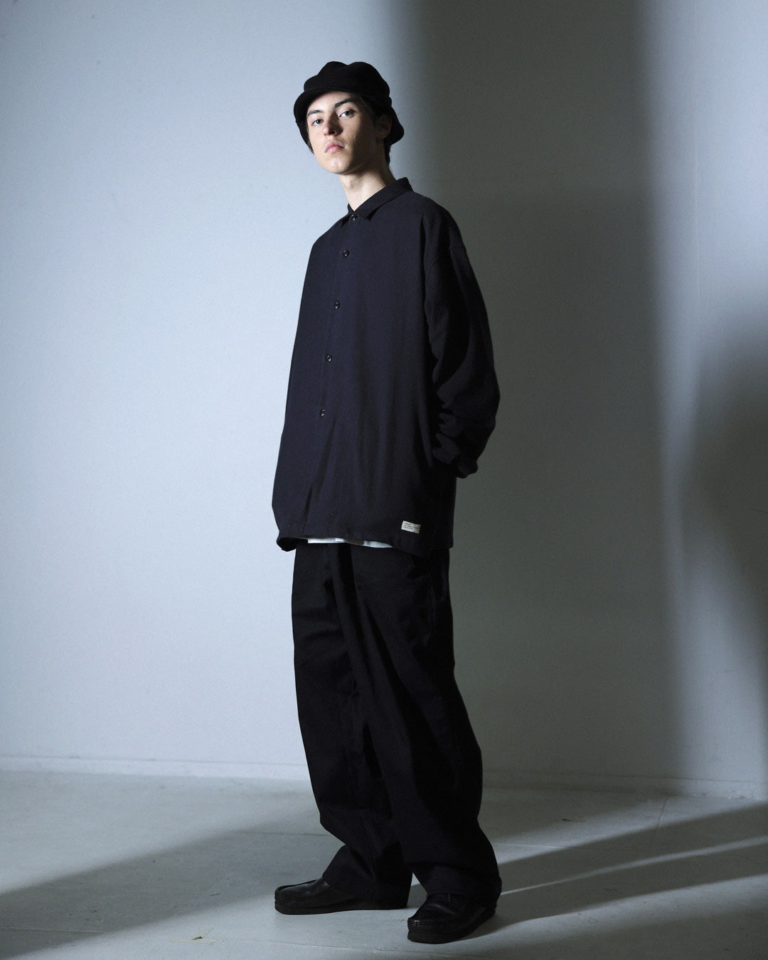 ORGANIC COTTON FLANNEL SHIRT JACKET / BLACK