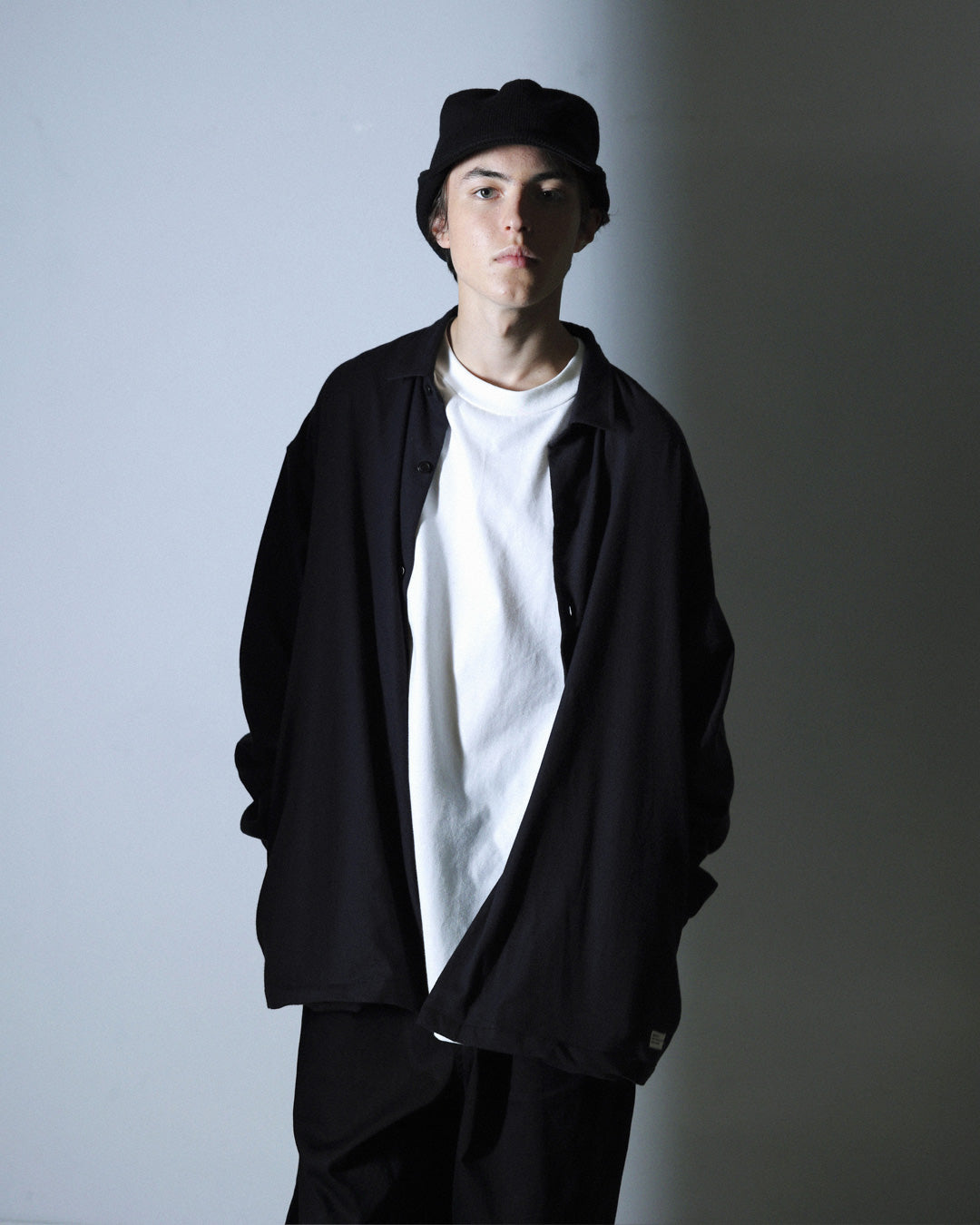 ORGANIC COTTON FLANNEL SHIRT JACKET / BLACK