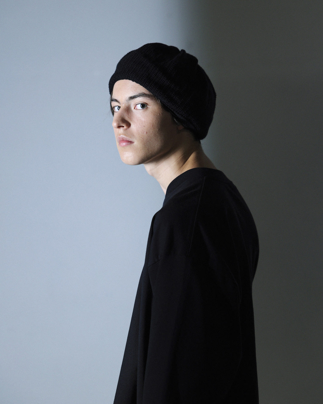 ORGANIC COTTON VERY SOFT KNIT TAM / BLACK