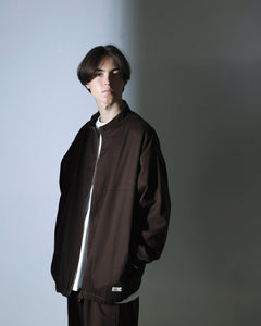 ORGANIC COTTON TWILL TRACK JACKET / BROWN