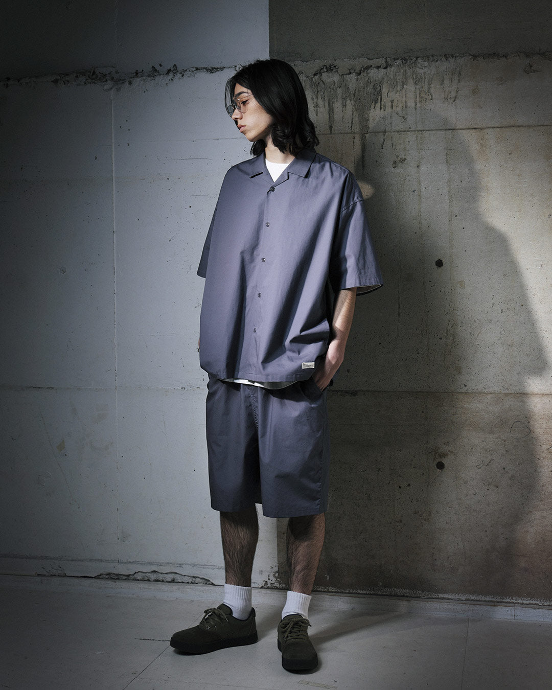 ORGANIC COTTON BROADCLOTH EASY SHORTS / GREY