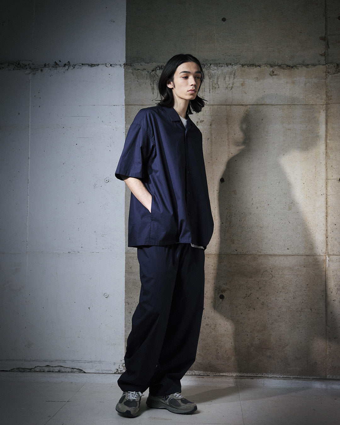 ORGANIC COTTON BROADCLOTH EASY PANTS / NAVY