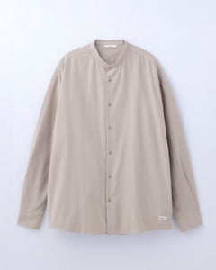 ORGANIC COTTON FLANNEL BAND COLLAR SHIRT JACKET / BEIGE
