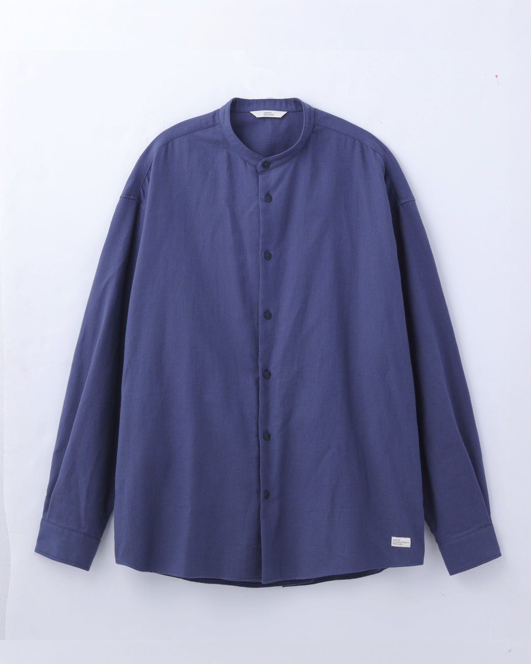 ORGANIC COTTON FLANNEL BAND COLLAR SHIRT JACKET / BLUE