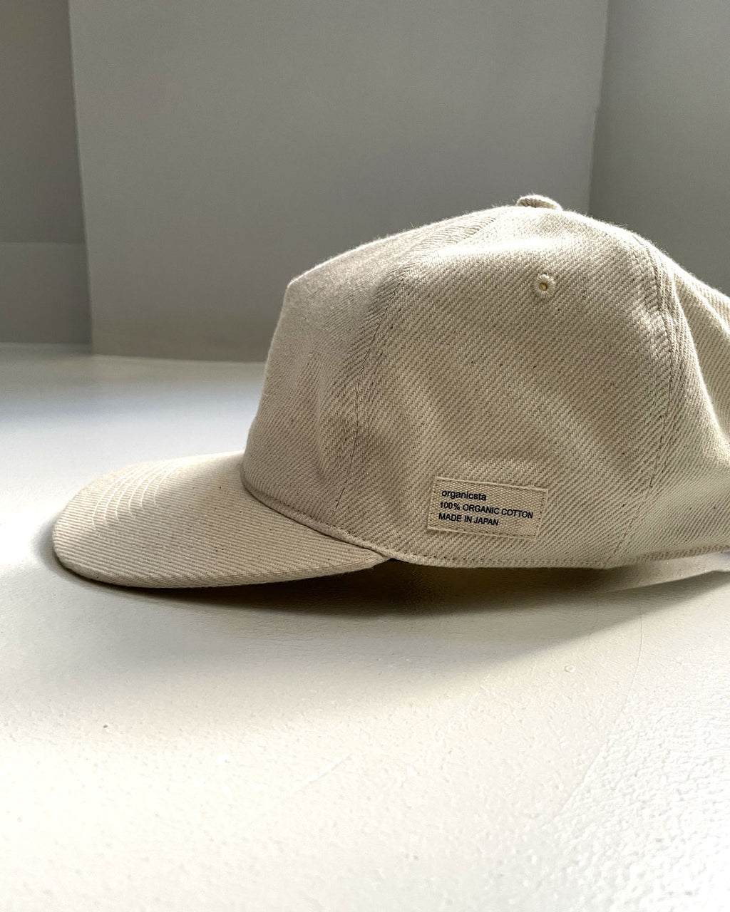 ORGANIC COTTON DENIM 5-PANEL CAP / WHITE