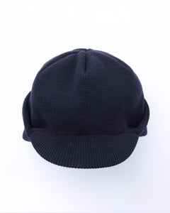 ORGANIC COTTON EARFLAP KNIT CAP / BLACK