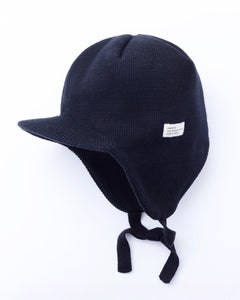 ORGANIC COTTON EARFLAP KNIT CAP / BLACK