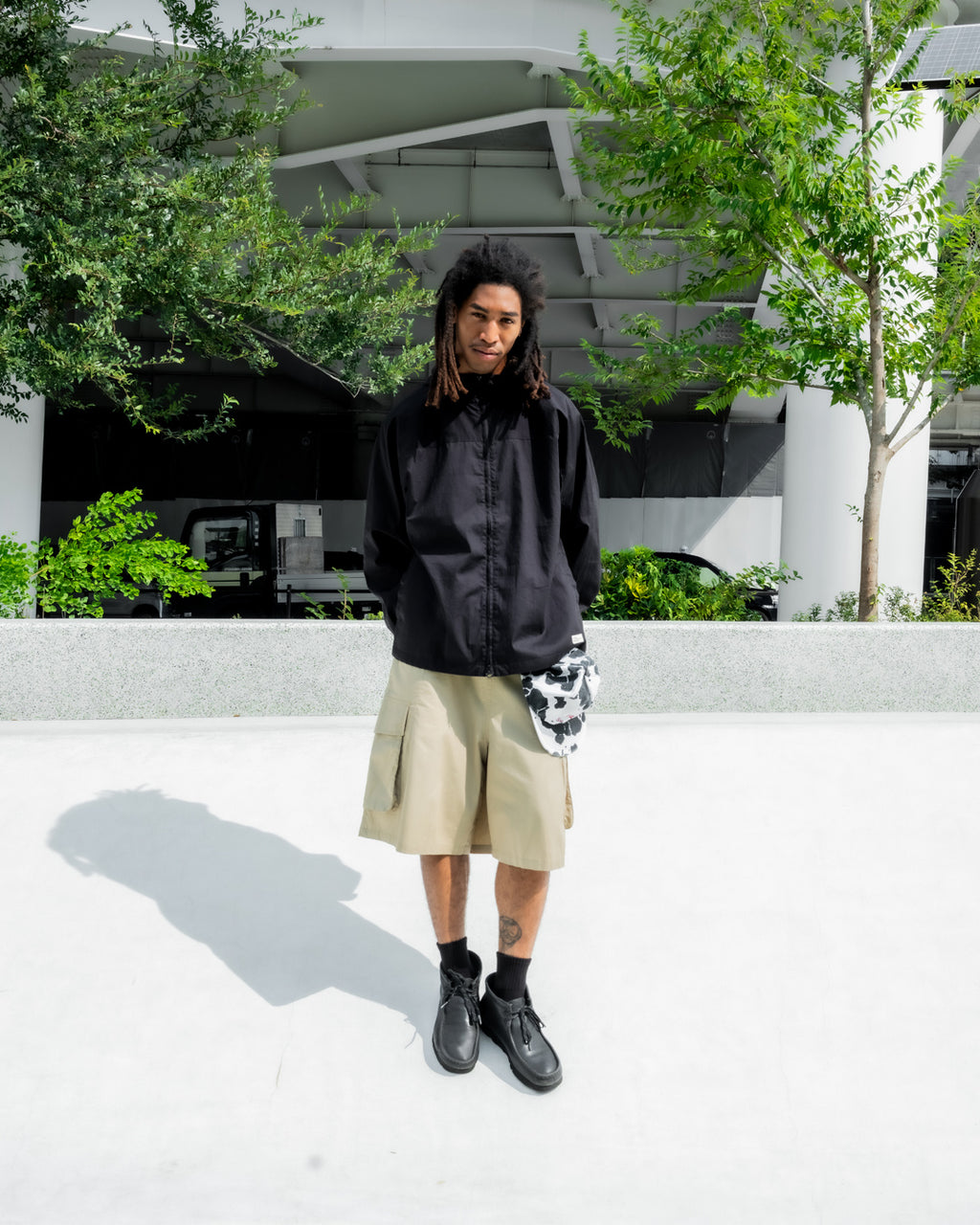 ORGANIC COTTON BROADCLOTH CARGO SHORTS / 3 COLORS