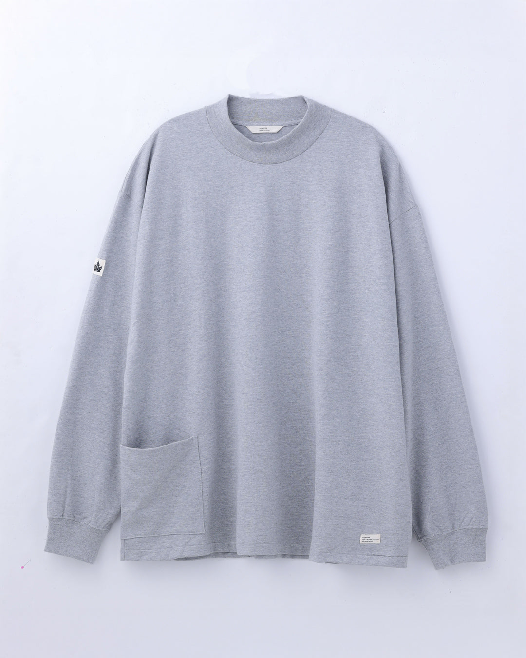 ORGANIC COTTON CHILL MOCKNECK POCKET LONG TEE / H.GREY