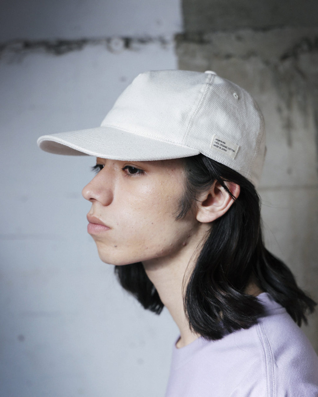 ORGANIC COTTON DENIM 5-PANEL CAP / WHITE