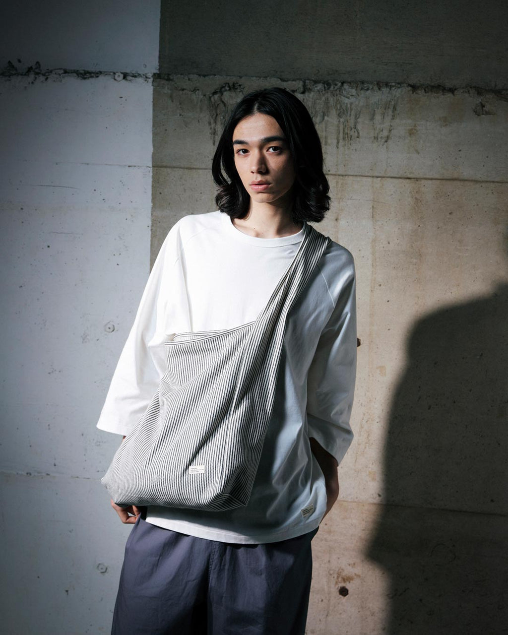 ORGANIC COTTON DENIM MARCHE BAG / HICKORY