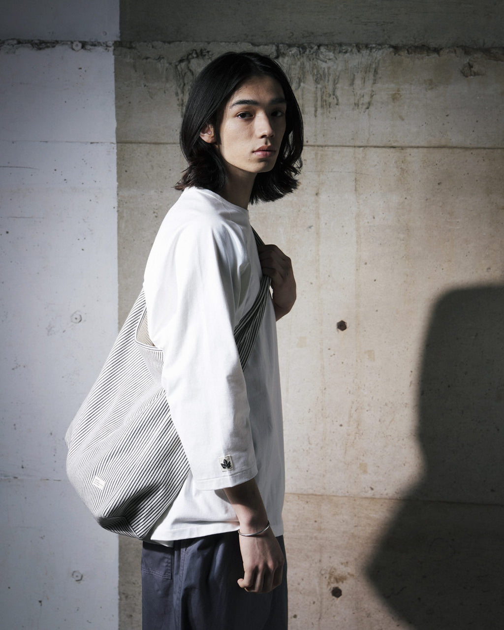 ORGANIC COTTON DENIM MARCHE BAG / HICKORY
