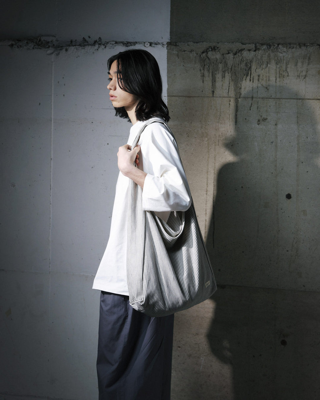 ORGANIC COTTON DENIM MARCHE BAG / HICKORY
