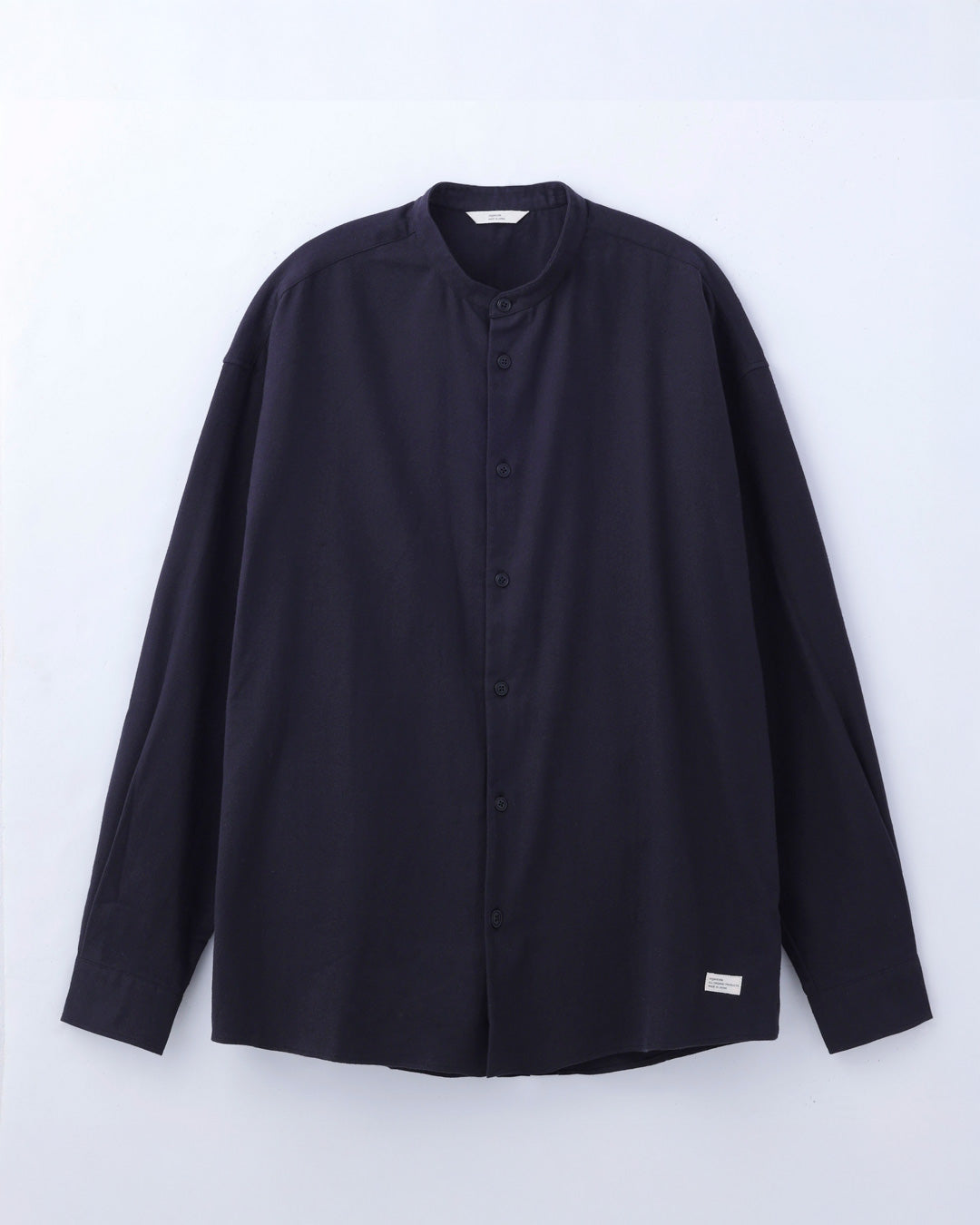 ORGANIC COTTON FLANNEL BAND COLLAR SHIRT JACKET / BLACK