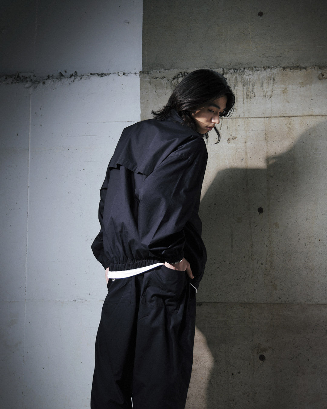 ORGANIC COTTON BROADCLOTH TRACK JACKET / BLACK