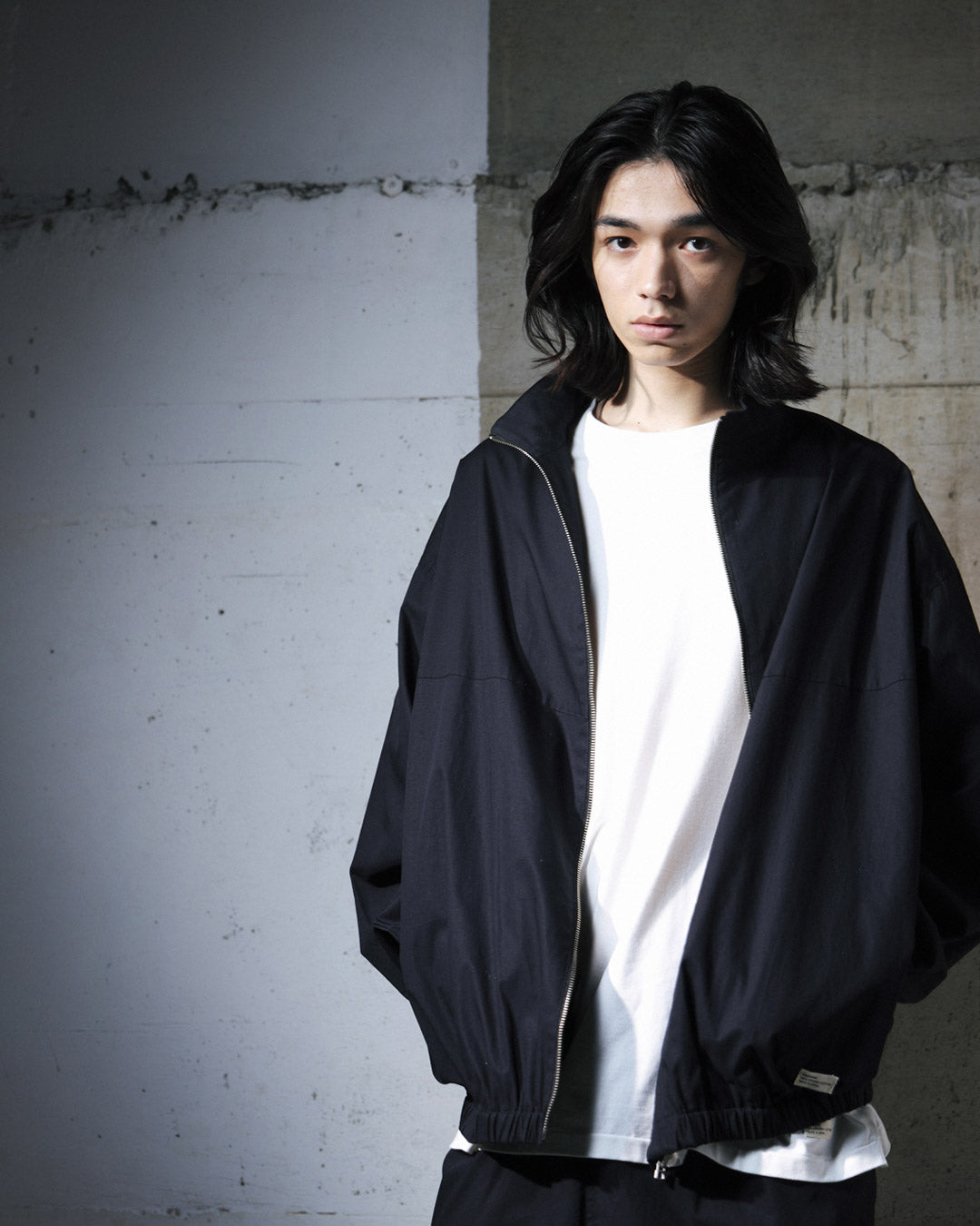 ORGANIC COTTON BROADCLOTH TRACK JACKET / BLACK