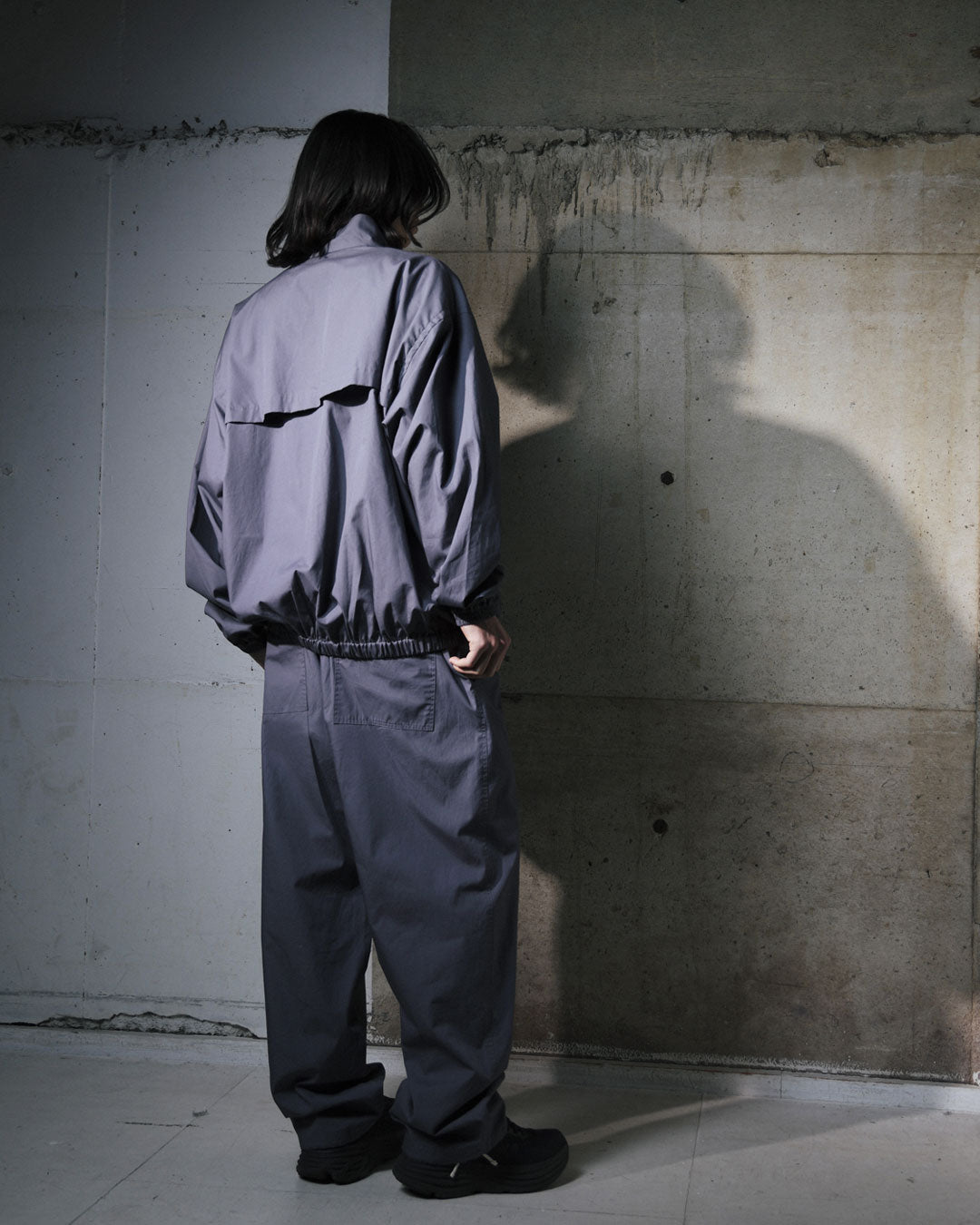 ORGANIC COTTON BROADCLOTH TRACK JACKET / GREY