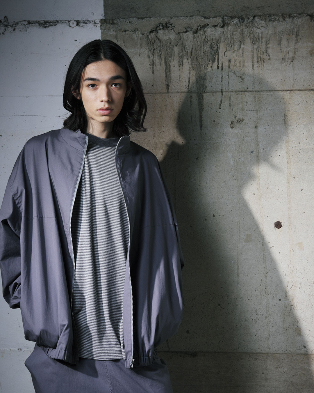 ORGANIC COTTON BROADCLOTH TRACK JACKET / GREY