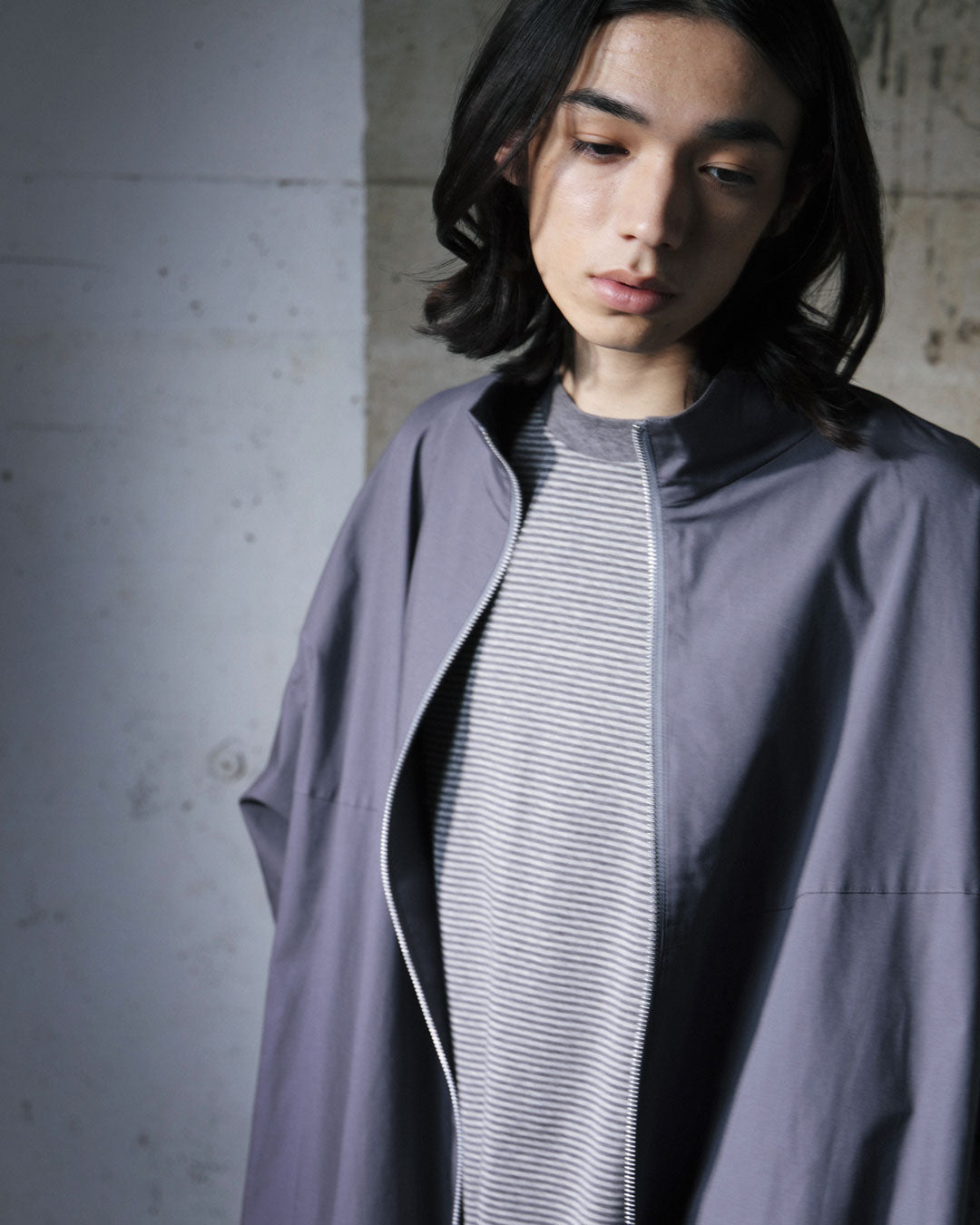 ORGANIC COTTON BROADCLOTH TRACK JACKET / GREY